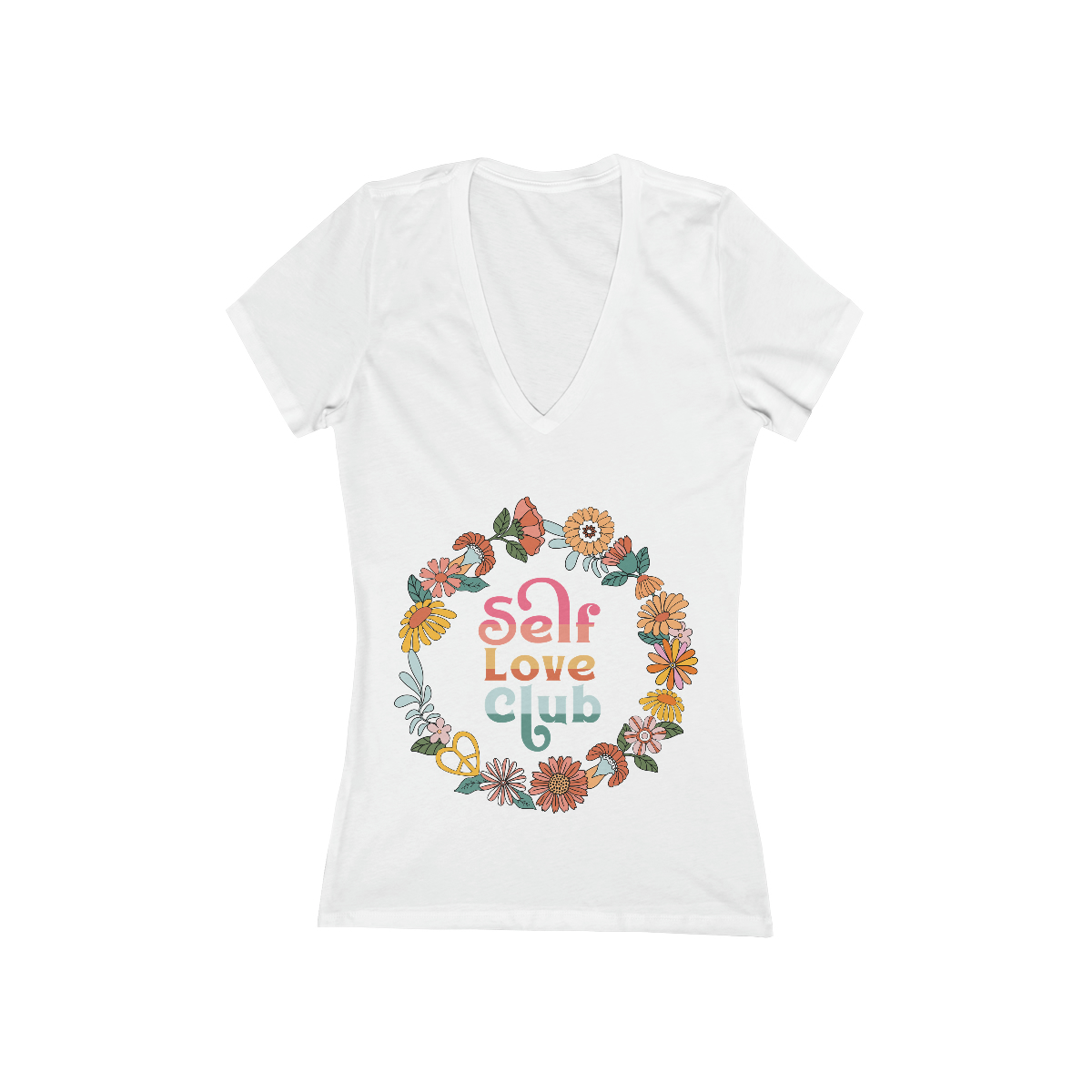 Self Love Club Women's Jersey Short Sleeve Deep V-Neck Tee