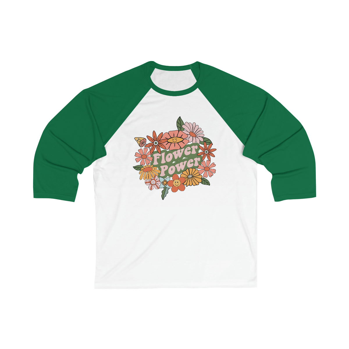 Flower Power Unisex 34 Sleeve Baseball Tee